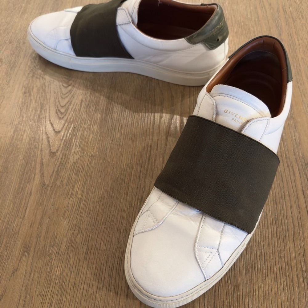 Givenchy White Leather‎ Urban Knots Paris Elastic Strap Low-top Sneakers-43 1/2